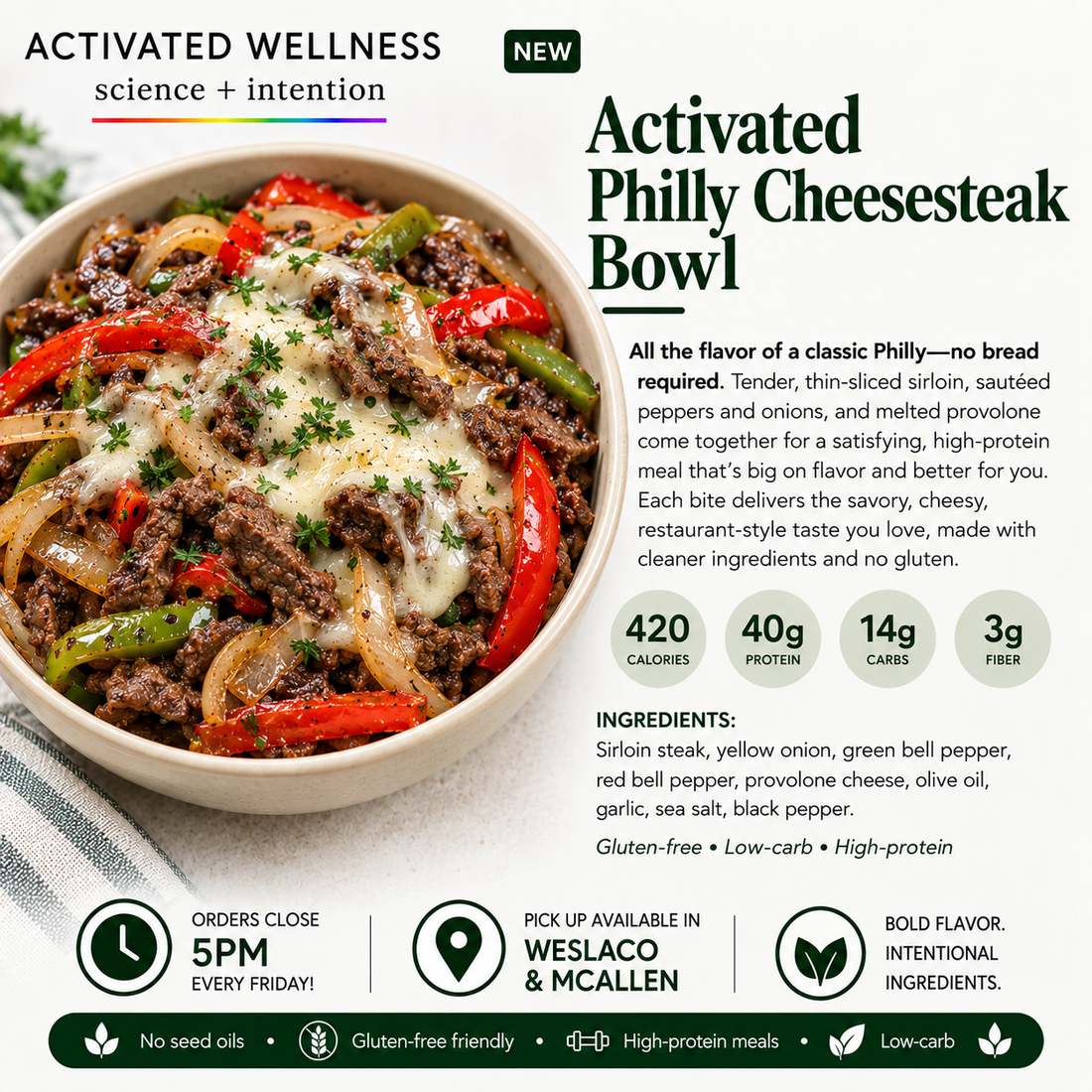 Activated Philly CheeseSteak Bowl