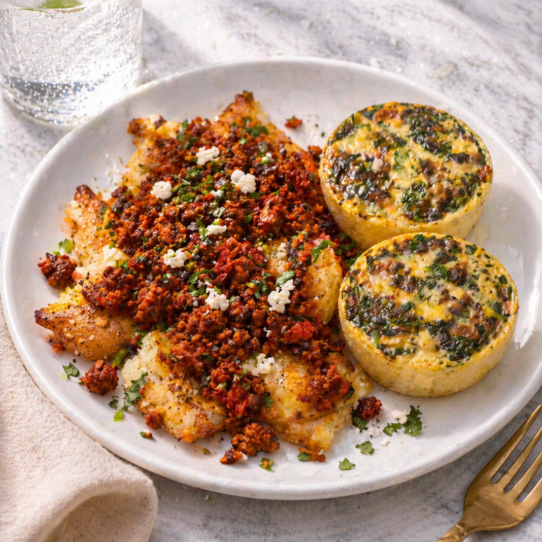 Smashed Potato & Chorizo Breakfast Plate