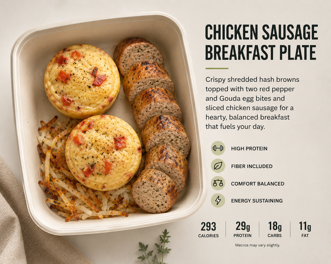Chicken Sausage and Hash Brown Breakfast Plate