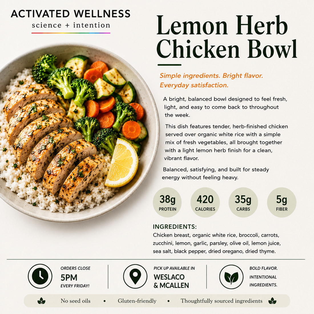 Lemon Herb Chicken Bowl