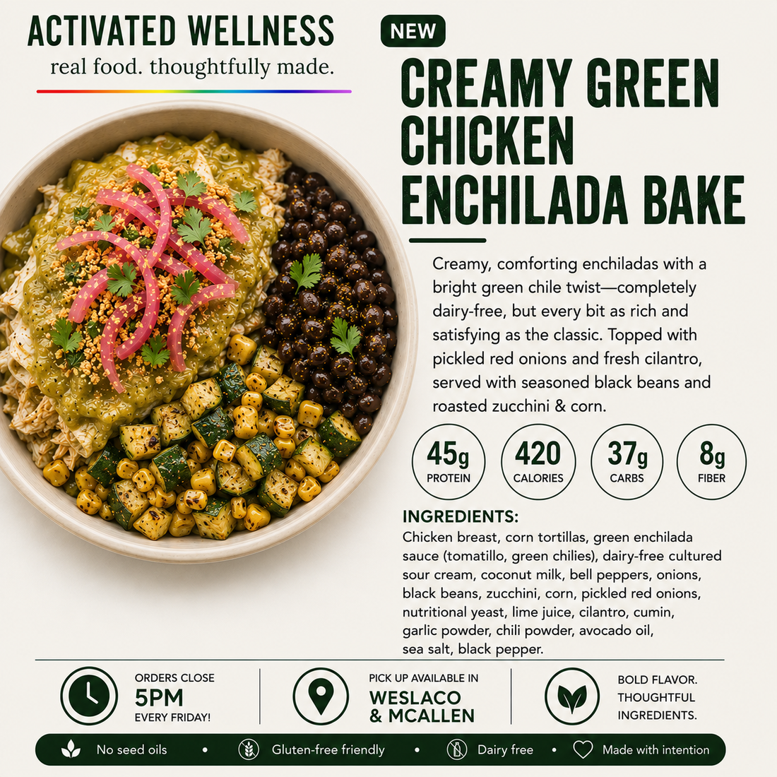 Green Chicken Enchilada Bake