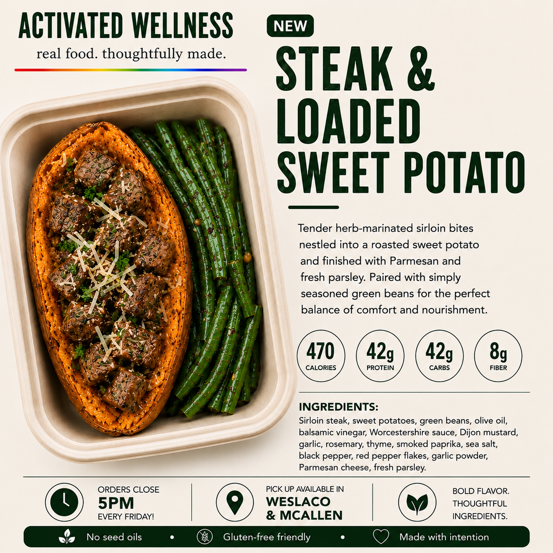 Steak & Loaded Sweet Potato