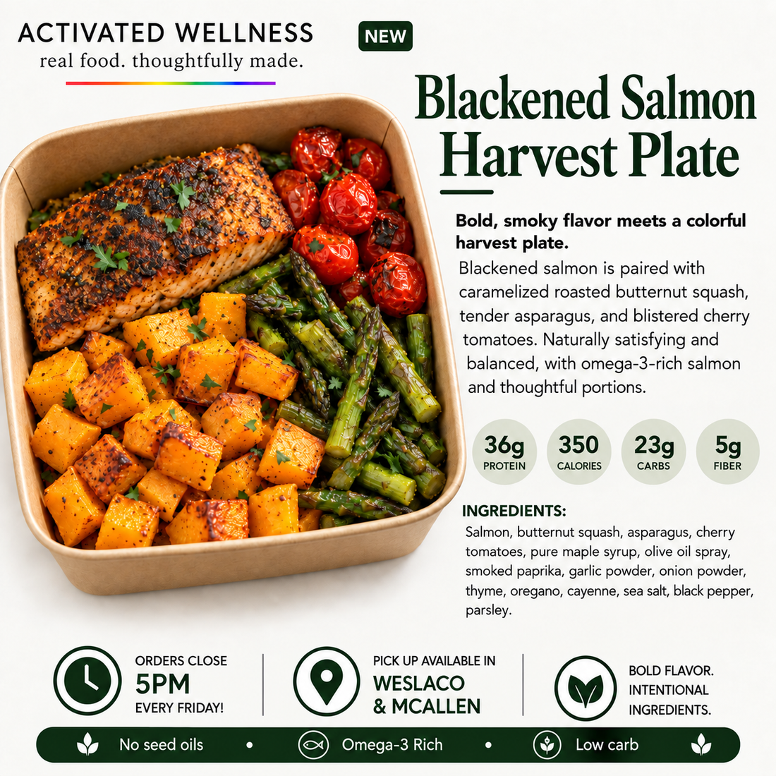 Blackened Salmon Harvest Plate